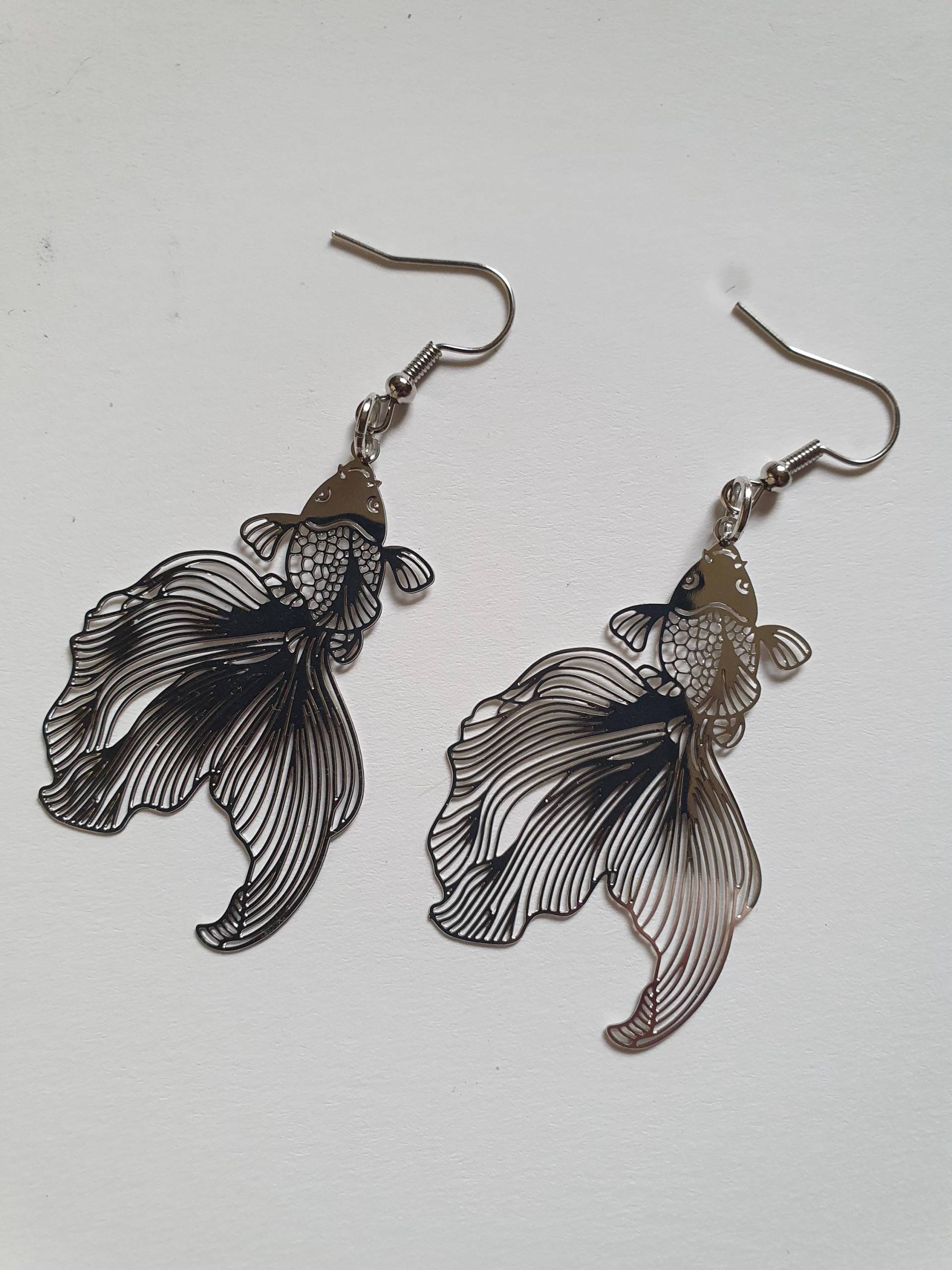 Ohrringe Ohrhänger Ohrhaken Star - Retro-Style 80Iger Jahre Handarbeit von PattysKartenwelt