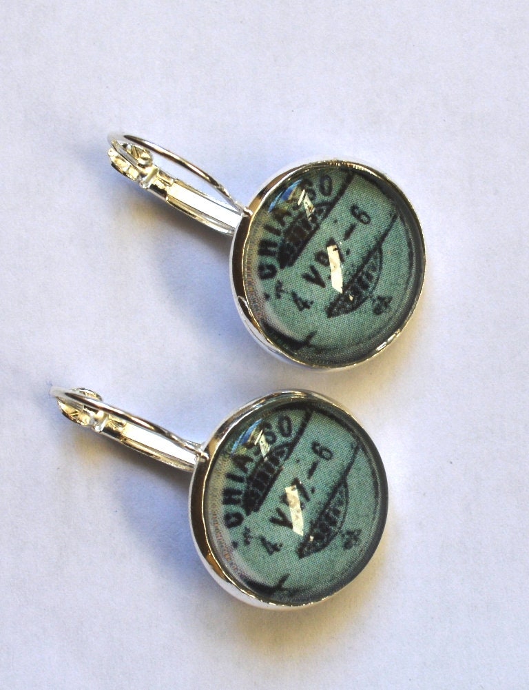 Ohrringe Ohrhaken Ohrhänger Brisuren Mit Stempel Und Glascabochon - Handarbeit Ohrringe Ohrhaken Ohrhänger Brisuren Mit Stempel Und Glascabochon - Handarbeit von PattysKartenwelt