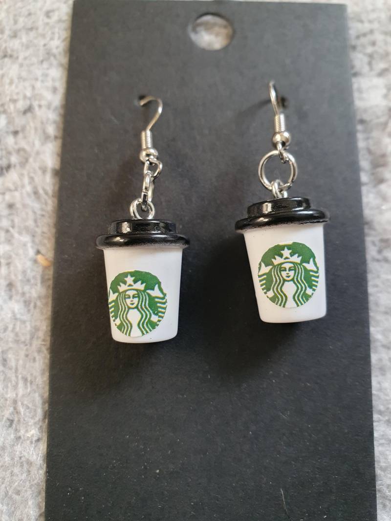 Ohrringe Ohrhaken Ohrhänger Coffee To Go Becher - Handarbeit von PattysKartenwelt