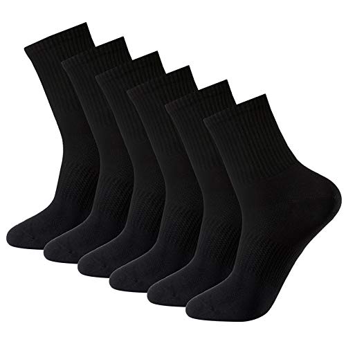 Pauboland Herren 6 Paar Anti Geruch Schnell Trocknen Schweiß Wicking Atmungsaktiv Antimykotika Quarter Crew Kompression Arbeitssocken Sneaker Socken,Schwarz,Größe 40-46 von Pauboland