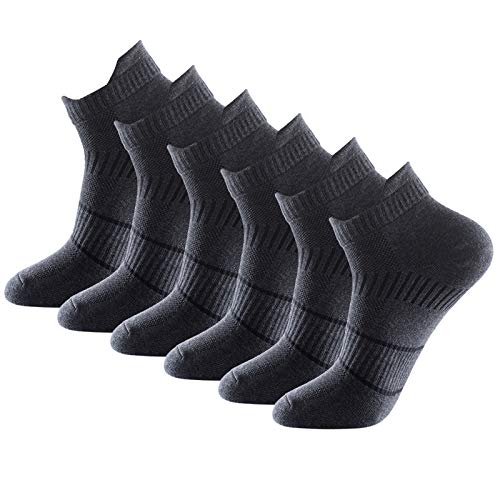 Pauboland Sports Laufsocken 6 Paar Sneaker Socken für Damen und Herren, Atmungsaktive Knöchelsocken Anti-Geruch für Fitness Laufen Joggen,Dunkelgrau,Größe 40-46 von Pauboland