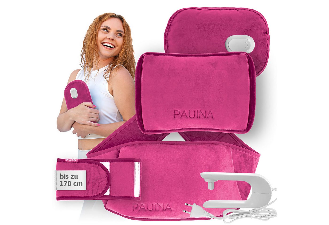 Pauina Wärmflasche die smarte Wärmflasche, 5-teiliges Set, bis zu 10 Std. Wärme, (Leistung 380 Watt, 220-240 V~, 50/60 Hz), Auslaufsicher von Pauina