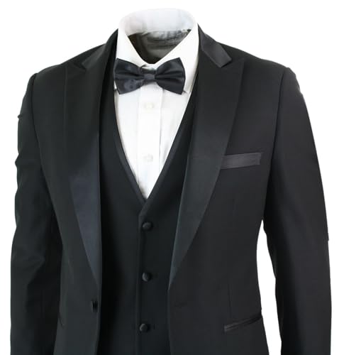 Paul Andrew Herrenanzug 3 Teilig Schwarz Klassisch Tailored Fit Dinner Tuxedo Design von Paul Andrew