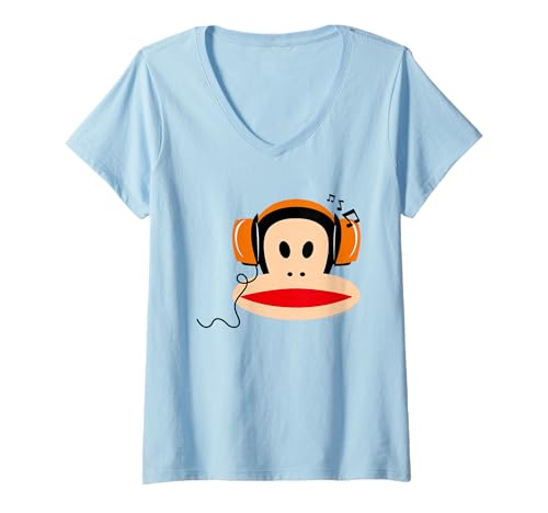 Damen Paul Frank Julius The Monkey Kopfhörer T-Shirt mit V-Ausschnitt von Paul Frank
