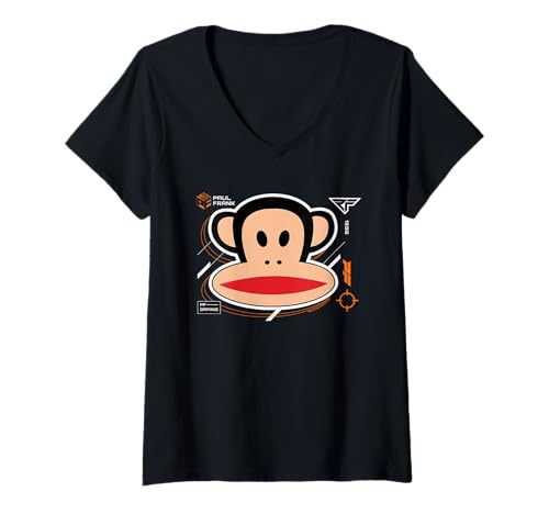 Damen Paul Frank PF Gaming Julius Der Affe Retro 1995 T-Shirt mit V-Ausschnitt von Paul Frank