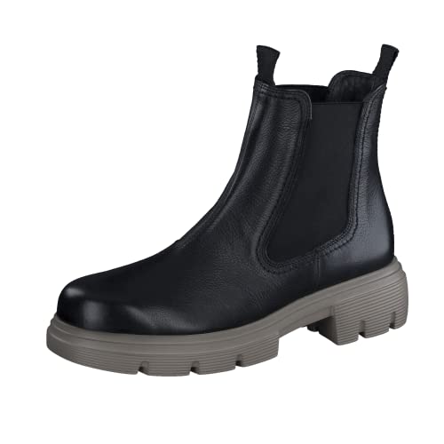 Paul Green Damen Chelsea-Boots, Frauen Chelsea Boots,booties,halbstiefel,kurzstiefel,uebergangsschuhe,uebergangsstiefel,Schwarz (BLACK/FANGO),41 EU / 7.5 UK von Paul Green