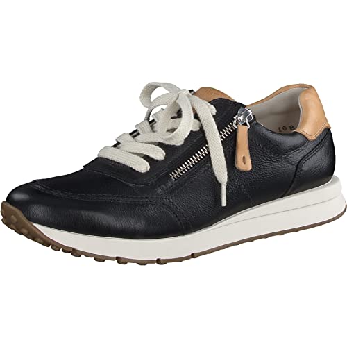 Paul Green Damen Low-Top Sneaker | Frauen Halbschuhe | Weite: F-G (Relax-Weite) | Laufschuhe | Freizeit,Schwarz/Hellbraun (Black.Simba),38 EU / 5 UK von Paul Green