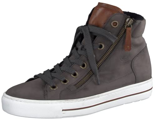 Paul Green Damen SUPER Soft Hightop-Pauls | Frauen High-Top Sneaker | schnürstiefeletten | Halbschuhe | straßenschuhe | Turnschuhe | Grau (Iron/Cognac) | 38.5 EU / 5.5 UK von Paul Green