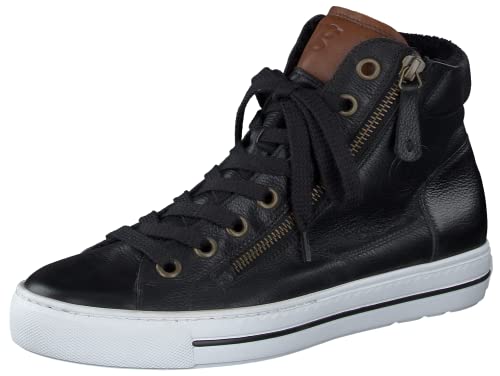 Paul Green Damen SUPER Soft Hightop-Pauls | Frauen High-Top Sneaker | Strassenschuhe | Sportschuhe | Freizeitschuhe | Turnschuhe | Schwarz (Black/Cognac) | 38.5 EU / 5.5 UK von Paul Green