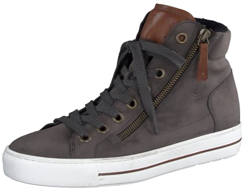 Paul Green Damen SUPER Soft Hightop-Pauls | Frauen High-Top Sneaker | Turnschuhe | Laufschuhe | schnürschuhe | schnürer | mid Cut | Grau (Iron/Cognac) | 37.5 EU / 4.5 UK von Paul Green