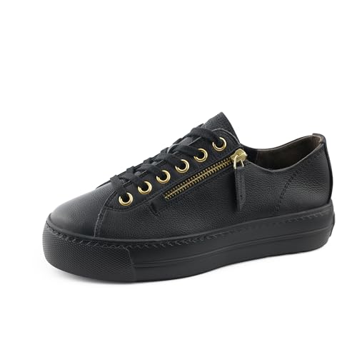 Paul Green Damen Pauls, Frauen Low-Top Sneaker,Sportschuhe,Freizeitschuhe,Turnschuhe,Laufschuhe,schnürschuhe,schnürer,Schwarz (SCHWARZ/Gold),37.5 EU / 4.5 UK von Paul Green