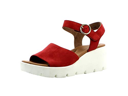 Paul Green Damen Sandalette 7366, Frauen Keilsandalen, women woman freizeit leger keilsandaletten keilabsatz sommerschuh bequem,RED,38.5 EU / 5.5 UK von Paul Green