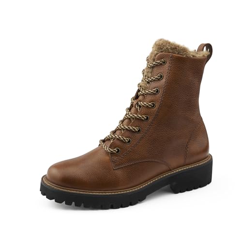 Paul Green Damen Schnürbootie mit Warmfutter, Frauen Schnürstiefeletten,Warm gefüttert,halbstiefel,Kurzstiefel,Mittelbraun (Cognac),40.5 EU / 7 UK von Paul Green