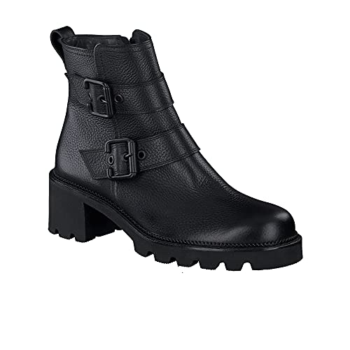 Paul Green Damen Stiefeletten Schuhe Stiefelette Glattleder Elegant Freizeit Uni schwarz schnallen Profil-Sohle reißverschluss von Paul Green