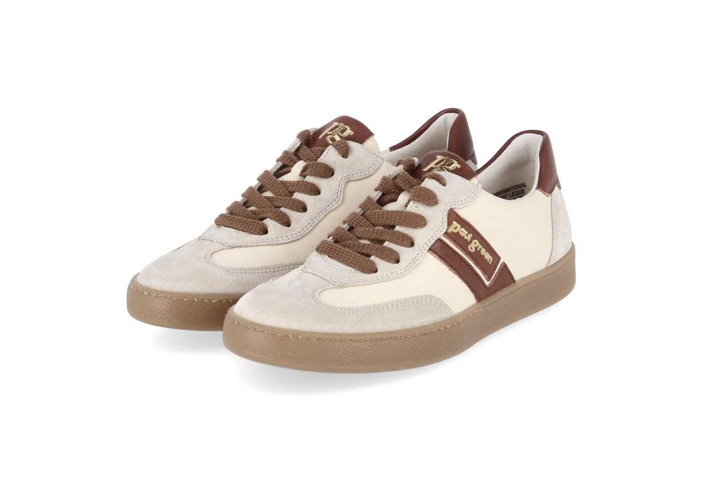 Paul Green Paul Green 5437-149 Damen Leder & Textil beige-kombi Schnürschuh von Paul Green