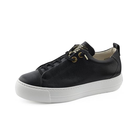 Paul Green Damen SUPER Soft Pauls, Frauen Low-Top Sneaker,schnürschuhe,schnürer,Plateausohle,Halbschuhe,straßenschuhe,Schwarz (Black/Gold),36 EU / 3.5 UK von Paul Green