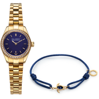 PAUL HEWITT Set Petit Soleil Round Uhr Gold Blue Crystal und Turtle Band für Damen von Paul Hewitt