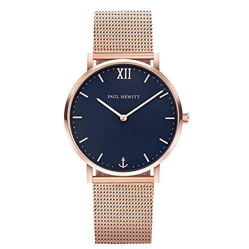 PAUL HEWITT Armbanduhr Damen Sailor Line Blue Lagoon - Damen Uhr (Rosegold), Damenuhr Edelstahlarmband in Rosegold, blaues Ziffernblatt von PAUL HEWITT