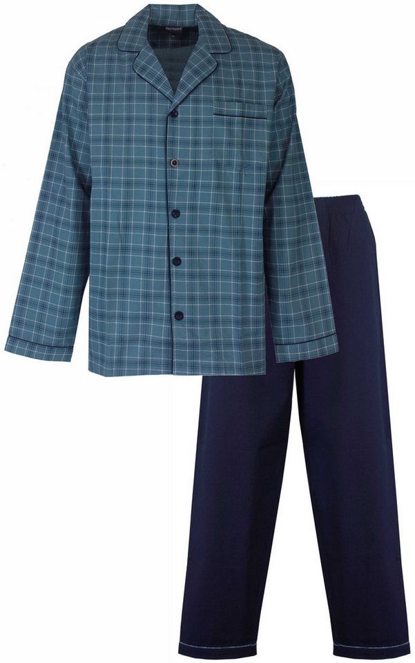 Paul Hopkins Schlafanzug Herren Pyjama lang geknöpft (2 tlg) Baumwolle von Paul Hopkins