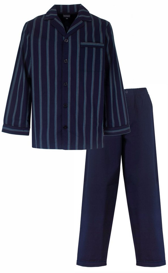 Paul Hopkins Schlafanzug Herren Pyjama lang geknöpft (2 tlg) Baumwolle von Paul Hopkins