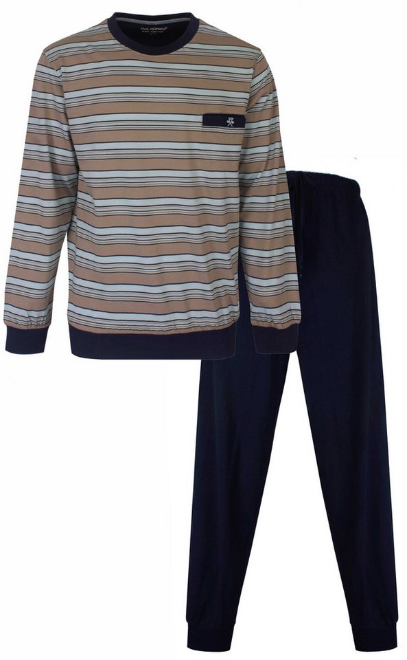 Paul Hopkins Schlafanzug Herren Pyjama lang mit Bündchen (2 tlg) Baumwolle von Paul Hopkins