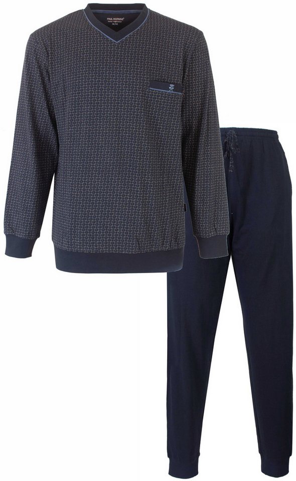 Paul Hopkins Schlafanzug Herren Pyjama lang mit Bündchen (2 tlg) Baumwolle von Paul Hopkins