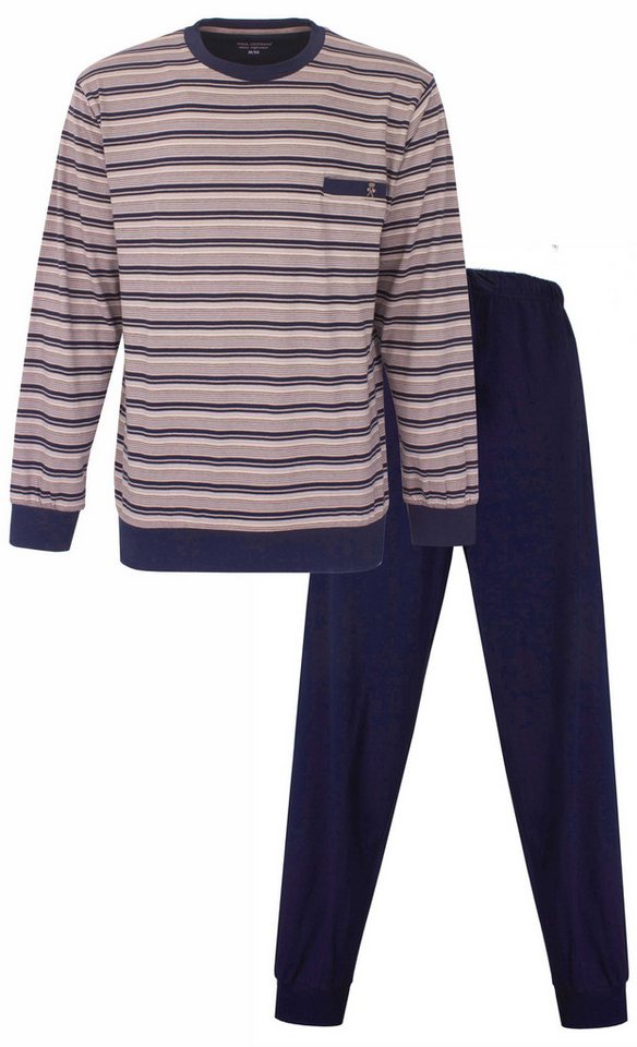 Paul Hopkins Schlafanzug Herren Pyjama lang mit Bündchen (2 tlg) Baumwolle von Paul Hopkins