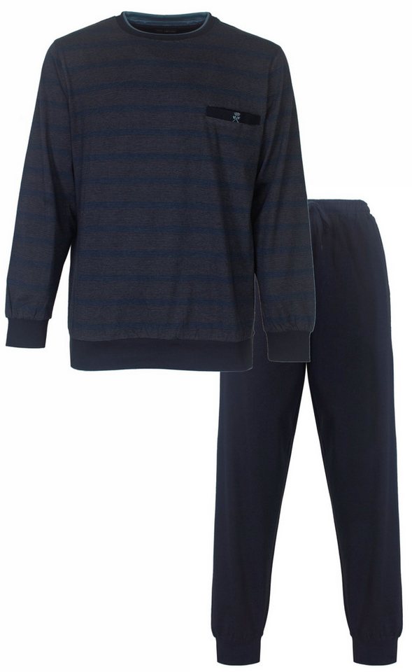 Paul Hopkins Schlafanzug Herren Pyjama lang mit Bündchen (2 tlg) Baumwolle von Paul Hopkins