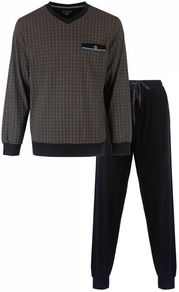 Paul Hopkins Schlafanzug Herren Pyjama lang mit Bündchen (2 tlg) Baumwolle von Paul Hopkins