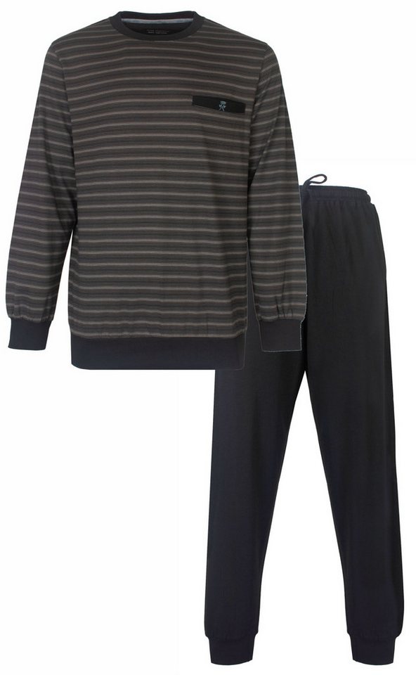 Paul Hopkins Schlafanzug Herren Pyjama lang mit Bündchen (2 tlg) Baumwolle von Paul Hopkins