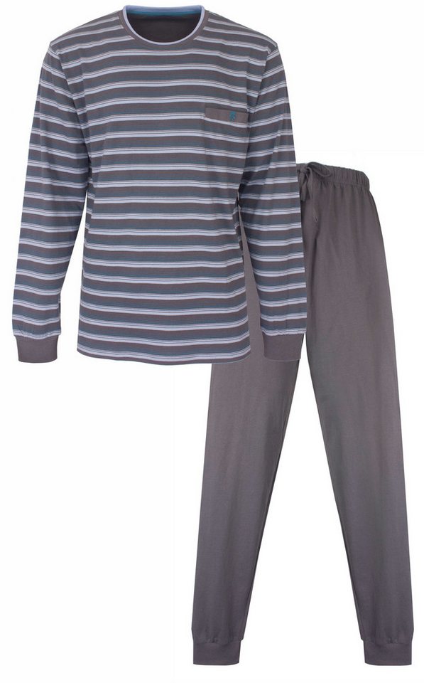 Paul Hopkins Schlafanzug Herren Pyjama lang mit Bündchen (2 tlg) Baumwolle von Paul Hopkins