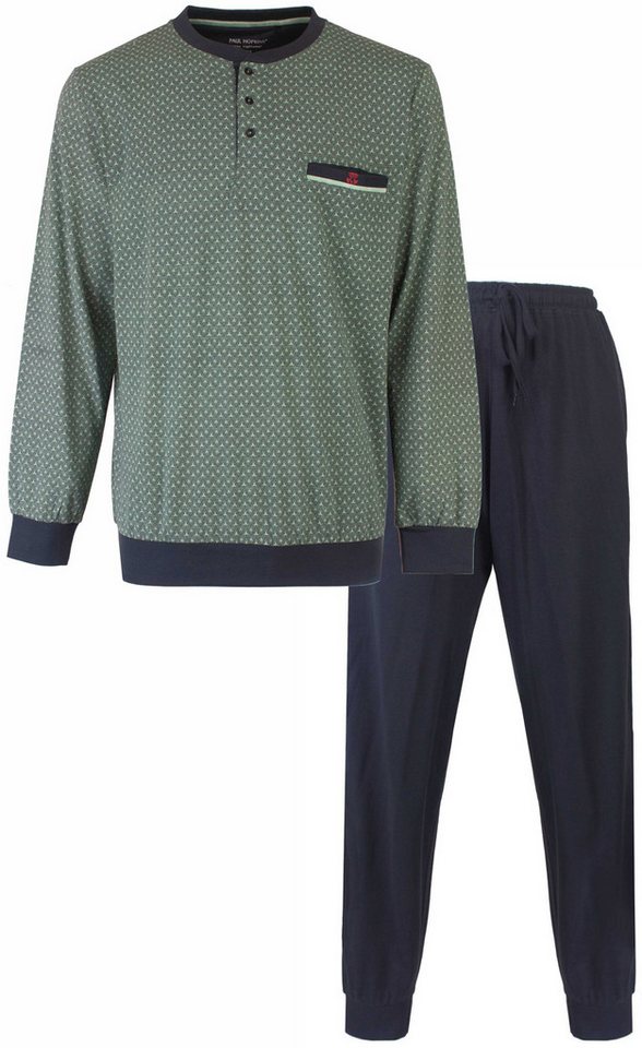 Paul Hopkins Schlafanzug Herren Pyjama lang mit Bündchen (2 tlg) Baumwolle von Paul Hopkins