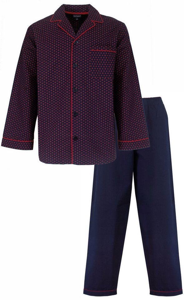 Paul Hopkins Schlafanzug Herren pyjama lang geknöpft (2 tlg) Baumwolle von Paul Hopkins