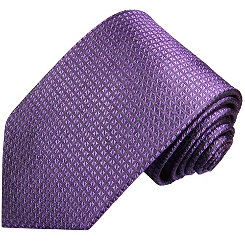 Paul Malone Palm Beach Krawatte lila violett schmal (6cm) Seidenkrawatte kariert Waffelmuster Seide von Paul Malone Palm Beach