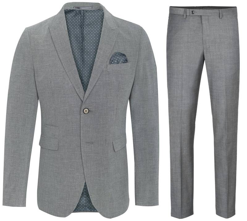 Paul Malone Anzug Businessanzug stilvoller Herrenanzug moderne Eleganz für jeden Anlass (Set, 2-tlg., Sakko mit Hose) Slim Fit mit AMF Naht grau HA51 von Paul Malone