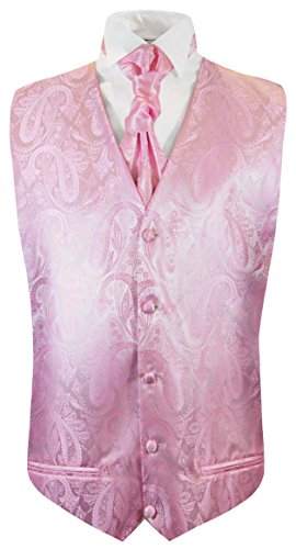 Paul Malone Hochzeitsmode Herren Hochzeitsweste Set 5tlg pink rosa Gr. 52 von Paul Malone