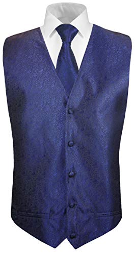 Paul Malone Hochzeitsweste + Krawatte blau floral - Bräutigam Hochzeit Anzug Weste Gr. 54 L von Paul Malone