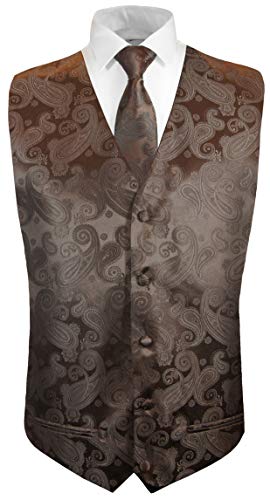 Paul Malone Hochzeitsweste + Krawatte braun Paisley - Bräutigam Hochzeit Anzug Weste Gr. 62 4XL von Paul Malone