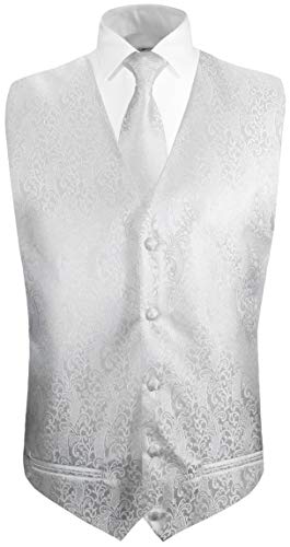 Paul Malone Hochzeitsweste + Krawatte weiß barock - Bräutigam Hochzeit Anzug Weste Gr. 56 XL von Paul Malone