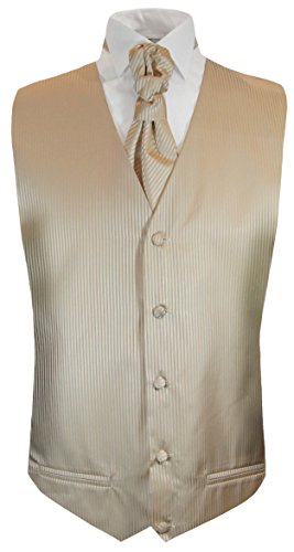 Paul Malone Hochzeitsweste + Plastron Cappuccino gestreift - Herren Hochzeit Weste Gr. 54 L von Paul Malone