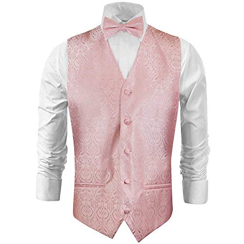 Paul Malone Hochzeitsweste mit Fliege Altrosa barock - Herren Hochzeit Weste Gr. 58 2XL von Paul Malone