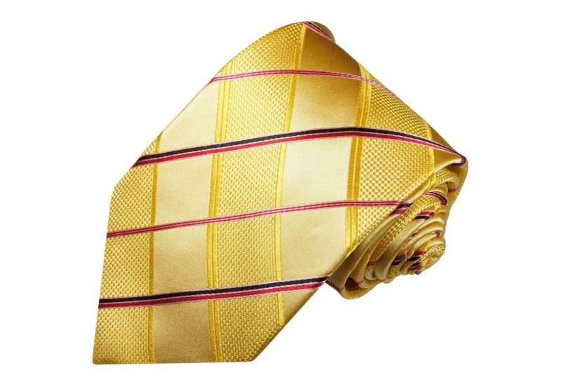 Paul Malone Krawatte Designer Seidenkrawatte Herren Schlips Karo gestreift 100% Seide Breit (8cm), gold gelb pink 538 von Paul Malone