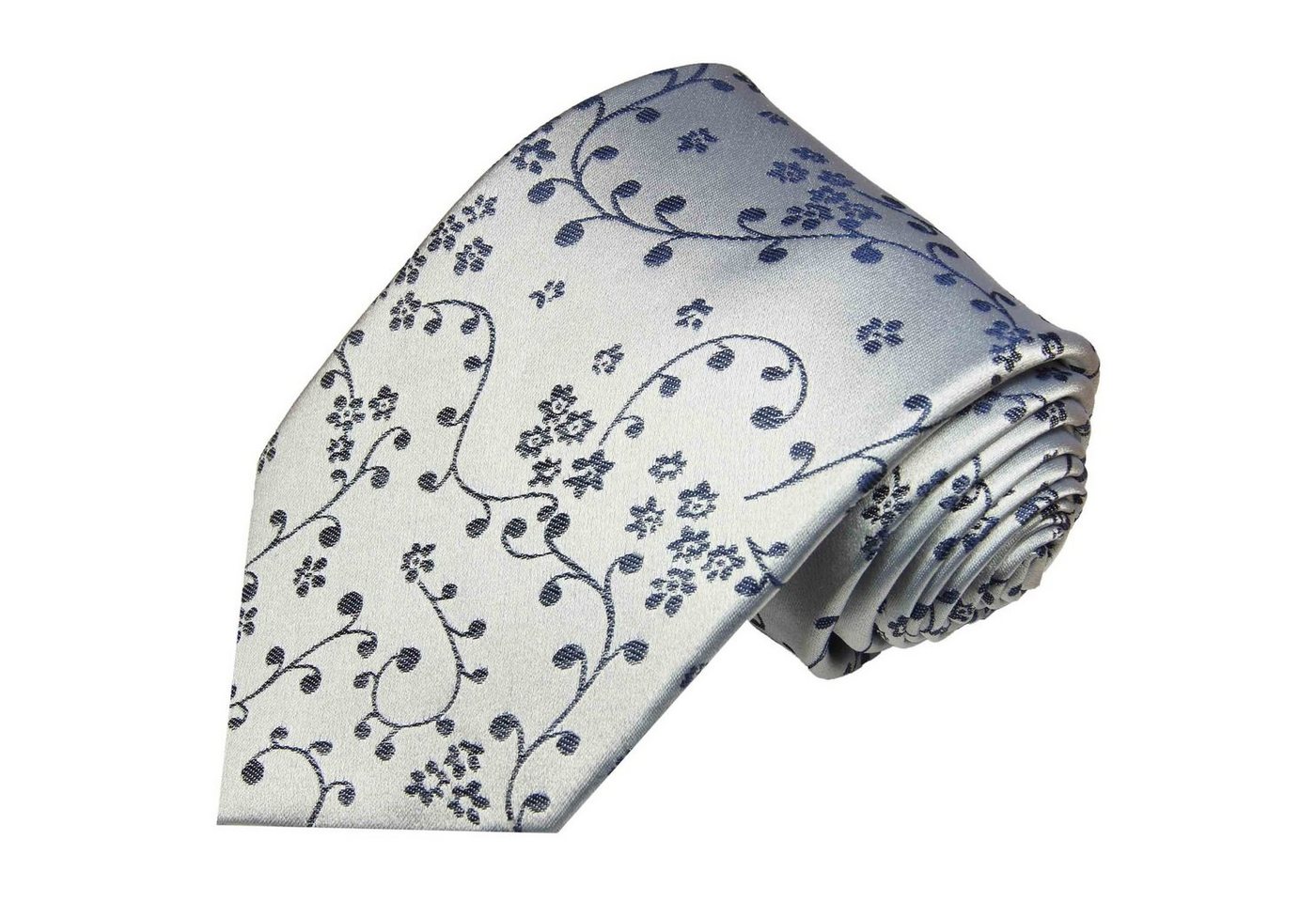 Paul Malone Krawatte Designer Seidenkrawatte Herren Schlips modern geblümt 100% Seide Schmal (6cm), silber blau 974 von Paul Malone