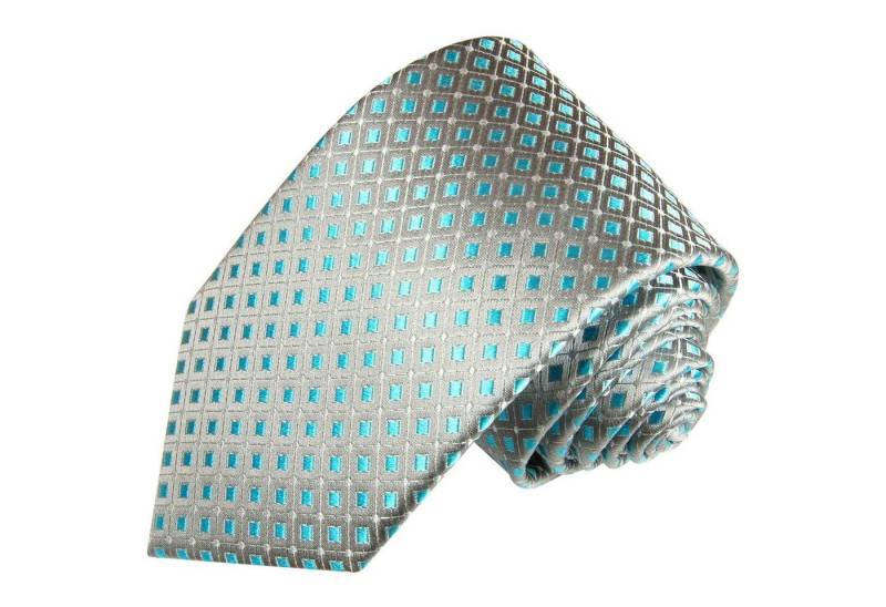 Paul Malone Krawatte Designer Seidenkrawatte Herren Schlips modern gepunktet 100% Seide Breit (8cm), Extra lang (165cm), türkis silber 2059 von Paul Malone