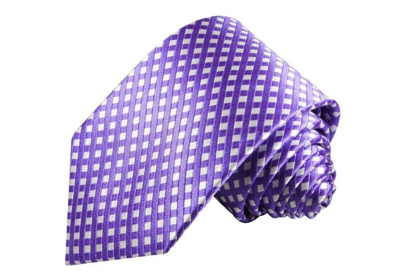 Paul Malone Krawatte Designer Seidenkrawatte Herren Schlips modern gepunktet 100% Seide Breit (8cm), lila violett weiß 462 von Paul Malone