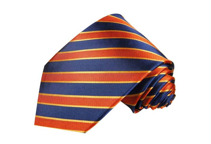 Paul Malone Krawatte Designer Seidenkrawatte Herren Schlips modern gestreift 100% Seide Breit (8cm), blau orange 728 von Paul Malone