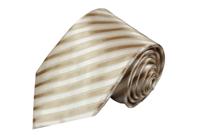 Paul Malone Krawatte Designer Seidenkrawatte Herren Schlips cappuccino gestreift 100% Seide Schmal (6cm), cappuccino braun 694 von Paul Malone