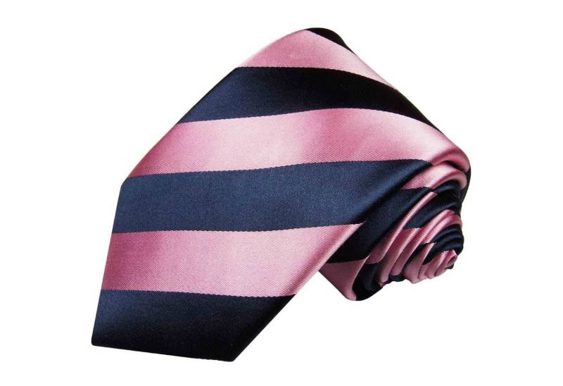 Paul Malone Krawatte Designer Seidenkrawatte Herren Schlips modern gestreift 100% Seide Schmal (6cm), pink dunkelblau 453 von Paul Malone