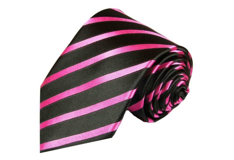 Paul Malone Krawatte Designer Seidenkrawatte Herren Schlips modern gestreift 100% Seide Breit (8cm), pink schwarz 463 von Paul Malone