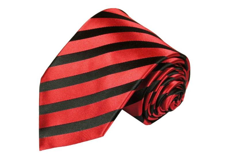 Paul Malone Krawatte Designer Seidenkrawatte Herren Schlips modern gestreift 100% Seide Schmal (6cm), rot schwarz 452 von Paul Malone